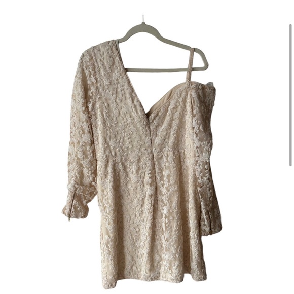 New Self Portrait Sequin Embellished Ruffled Mini Dress Ivory - Picture 3 of 5